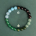 Fortune Jewel Five Elements Various Agate Crystal Black Onyx Green Chalcedony Aquamarine Wisdom Bracelet