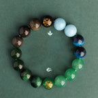 Fortune Jewel Five Elements Various Agate Crystal Black Onyx Green Chalcedony Aquamarine Wisdom Bracelet