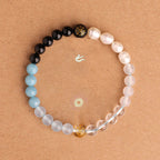 Fortune Jewel Five Elements Various Agate Crystal Black Onyx Green Chalcedony Aquamarine Wisdom Bracelet