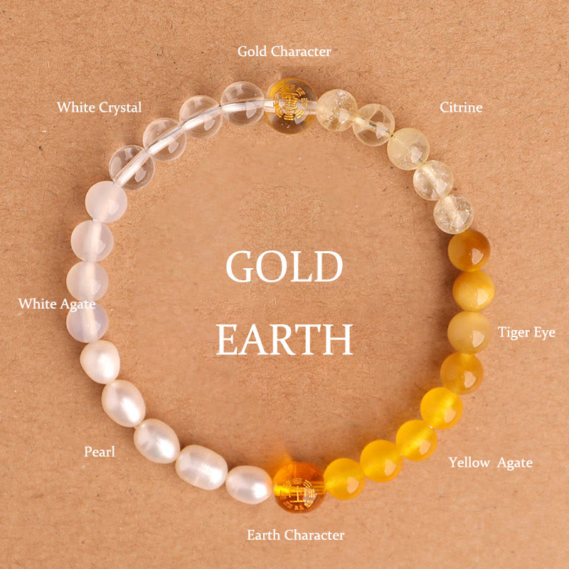 Fortune Jewel Five Elements Various Agate Crystal Black Onyx Green Chalcedony Aquamarine Wisdom Bracelet