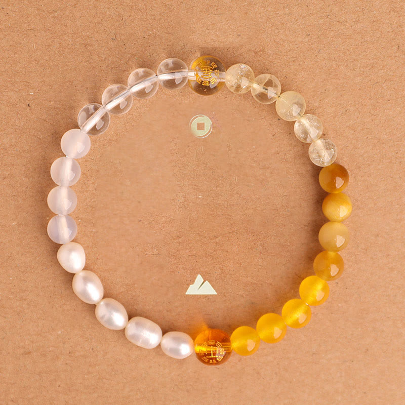 Fortune Jewel Five Elements Various Agate Crystal Black Onyx Green Chalcedony Aquamarine Wisdom Bracelet