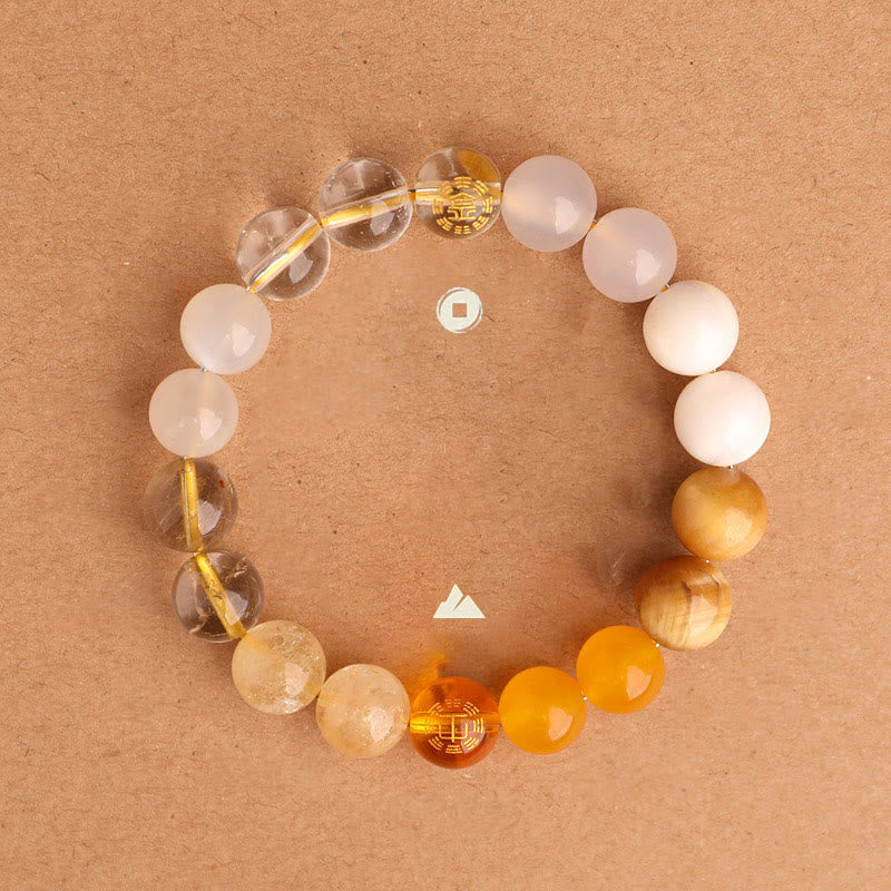 Fortune Jewel Five Elements Various Agate Crystal Black Onyx Green Chalcedony Aquamarine Wisdom Bracelet