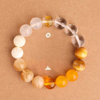 Fortune Jewel Five Elements Various Agate Crystal Black Onyx Green Chalcedony Aquamarine Wisdom Bracelet