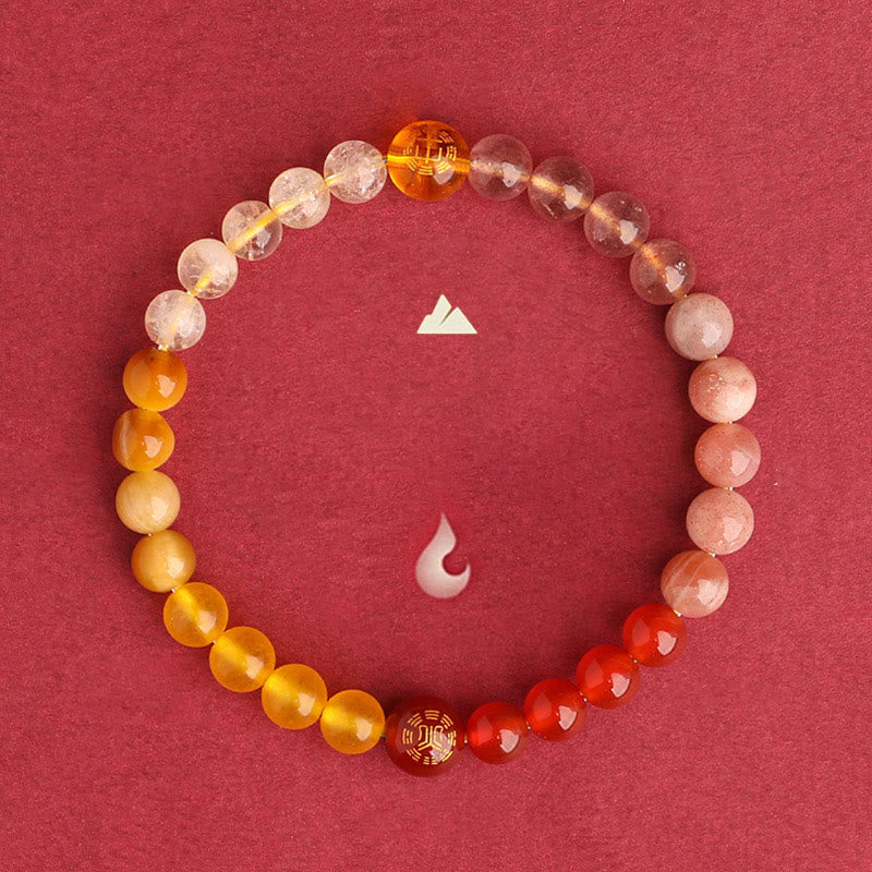 Fortune Jewel Five Elements Various Agate Crystal Black Onyx Green Chalcedony Aquamarine Wisdom Bracelet