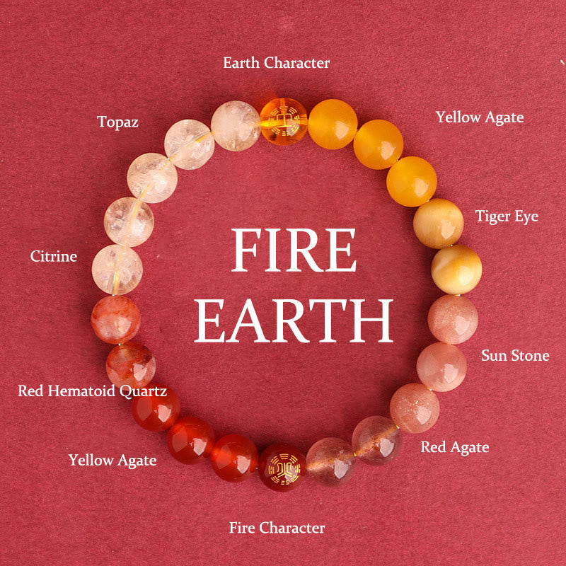 Fortune Jewel Five Elements Various Agate Crystal Black Onyx Green Chalcedony Aquamarine Wisdom Bracelet