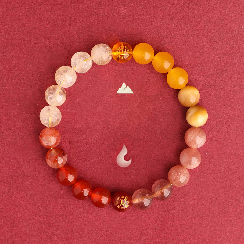 Fortune Jewel Five Elements Various Agate Crystal Black Onyx Green Chalcedony Aquamarine Wisdom Bracelet