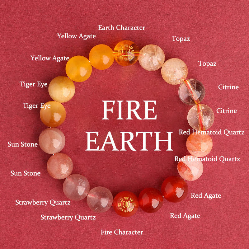 Fortune Jewel Five Elements Various Agate Crystal Black Onyx Green Chalcedony Aquamarine Wisdom Bracelet