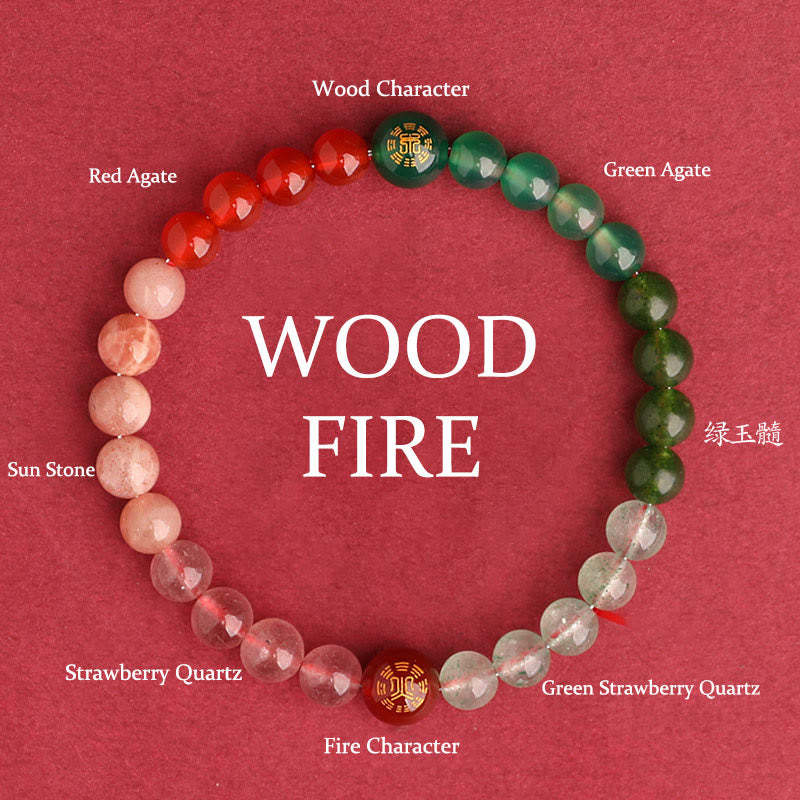 Fortune Jewel Five Elements Various Agate Crystal Black Onyx Green Chalcedony Aquamarine Wisdom Bracelet