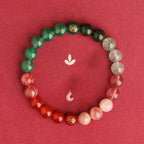 Fortune Jewel Five Elements Various Agate Crystal Black Onyx Green Chalcedony Aquamarine Wisdom Bracelet