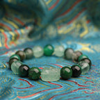 Buddha Stones Five Elements Various Agate Crystal Green Strawberry Quartz Moss Agate Green Phantom Luck Bracelet