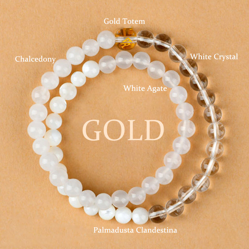 Fortune Jewel Five Elements Various Agate Crystal Chalcedony White Crystal White Agate Luck Bracelet