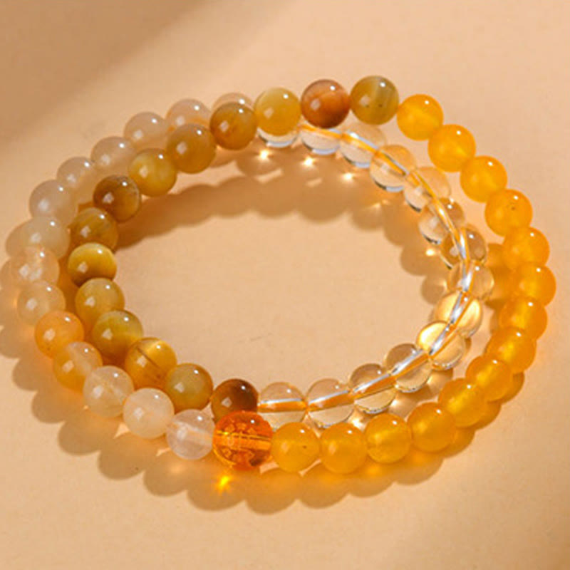 Fortune Jewel Five Elements Various Agate Crystal Chalcedony White Crystal White Agate Luck Bracelet