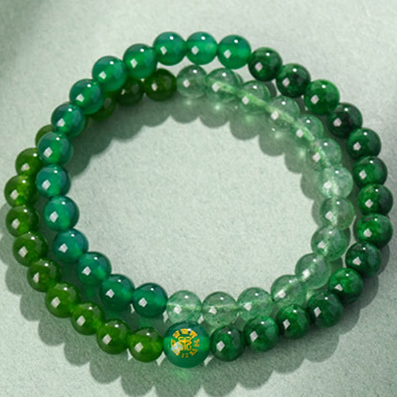 Fortune Jewel Five Elements Various Agate Crystal Chalcedony White Crystal White Agate Luck Bracelet