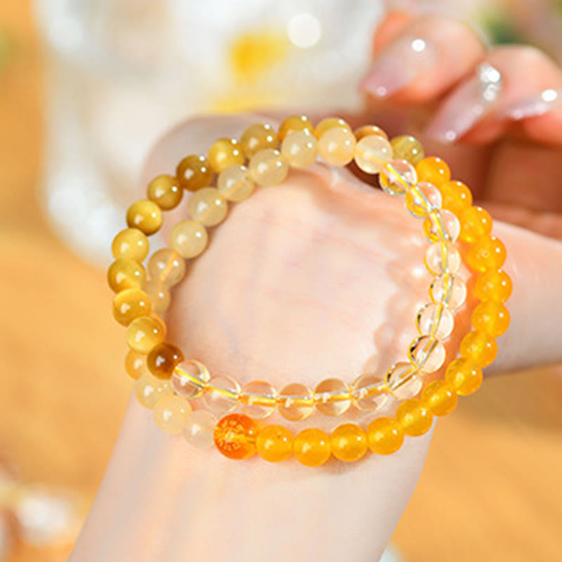 Fortune Jewel Five Elements Various Agate Crystal Chalcedony White Crystal White Agate Luck Bracelet