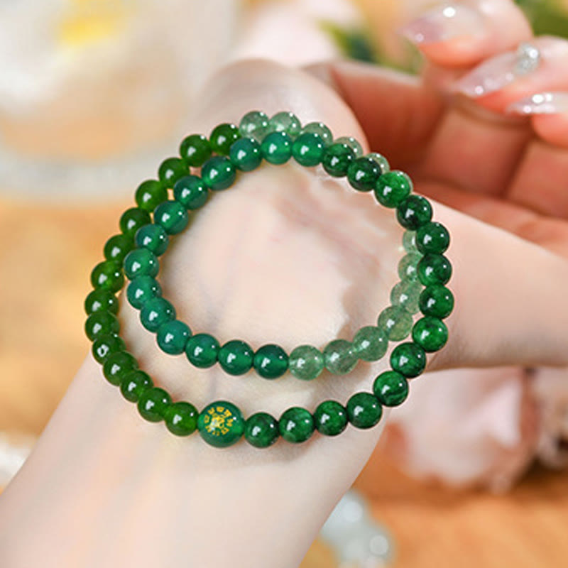 Fortune Jewel Five Elements Various Agate Crystal Chalcedony White Crystal White Agate Luck Bracelet
