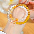 Buddha Stones Five Elements Various Agate Crystal Pearl Black Onyx White Agate White Crystal Luck Bracelet