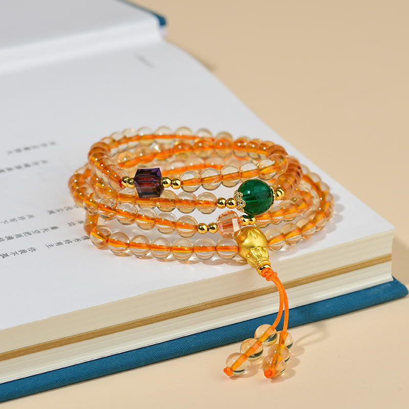 Fortune Jewel 108 Mala Beads Citrine Happiness Bracelet
