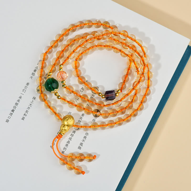 Fortune Jewel 108 Mala Beads Citrine Happiness Bracelet