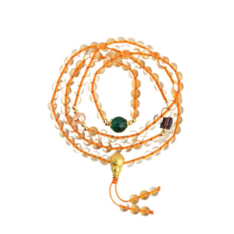 Fortune Jewel 108 Mala Beads Citrine Happiness Bracelet