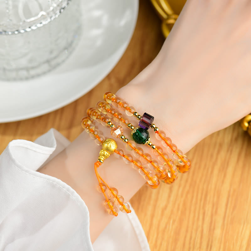 Fortune Jewel 108 Mala Beads Citrine Happiness Bracelet