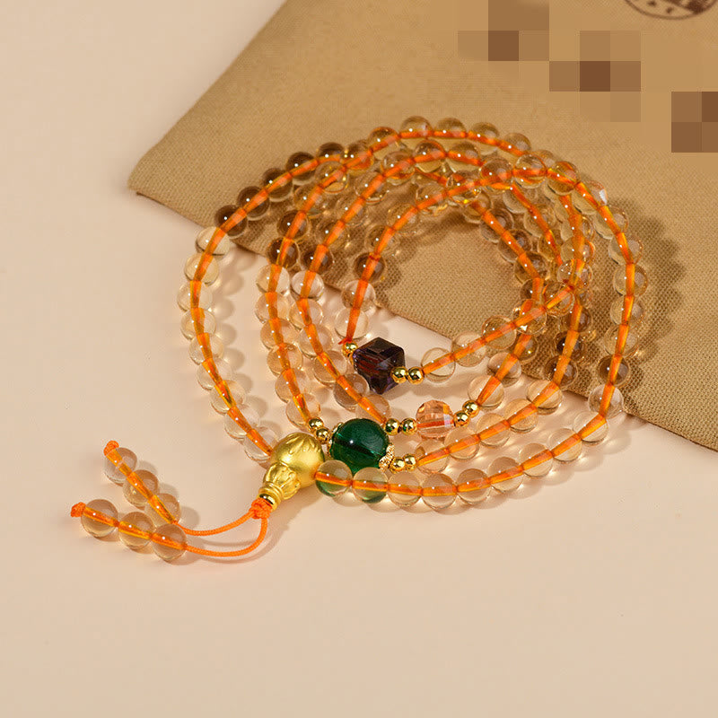 Fortune Jewel 108 Mala Beads Citrine Happiness Bracelet