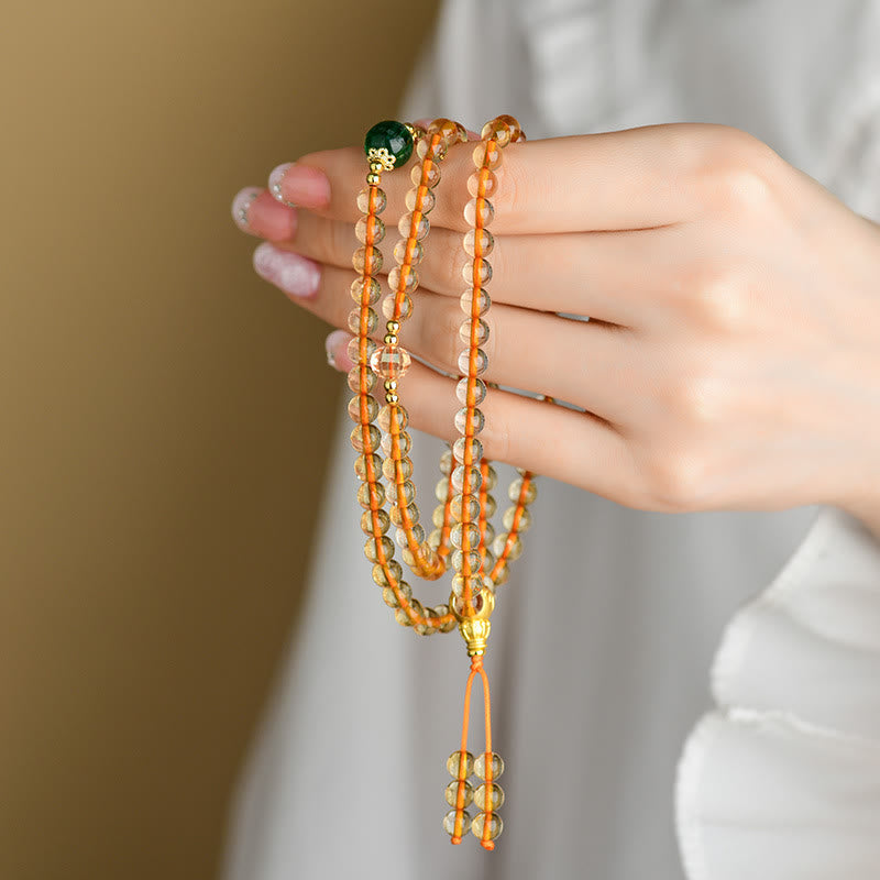 Fortune Jewel 108 Mala Beads Citrine Happiness Bracelet