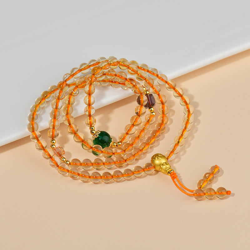 Fortune Jewel 108 Mala Beads Citrine Happiness Bracelet