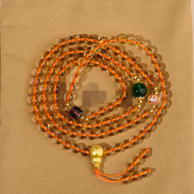 Fortune Jewel 108 Mala Beads Citrine Happiness Bracelet