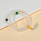Fortune Jewel 108 Mala Beads White Crystal Clarity Bracelet
