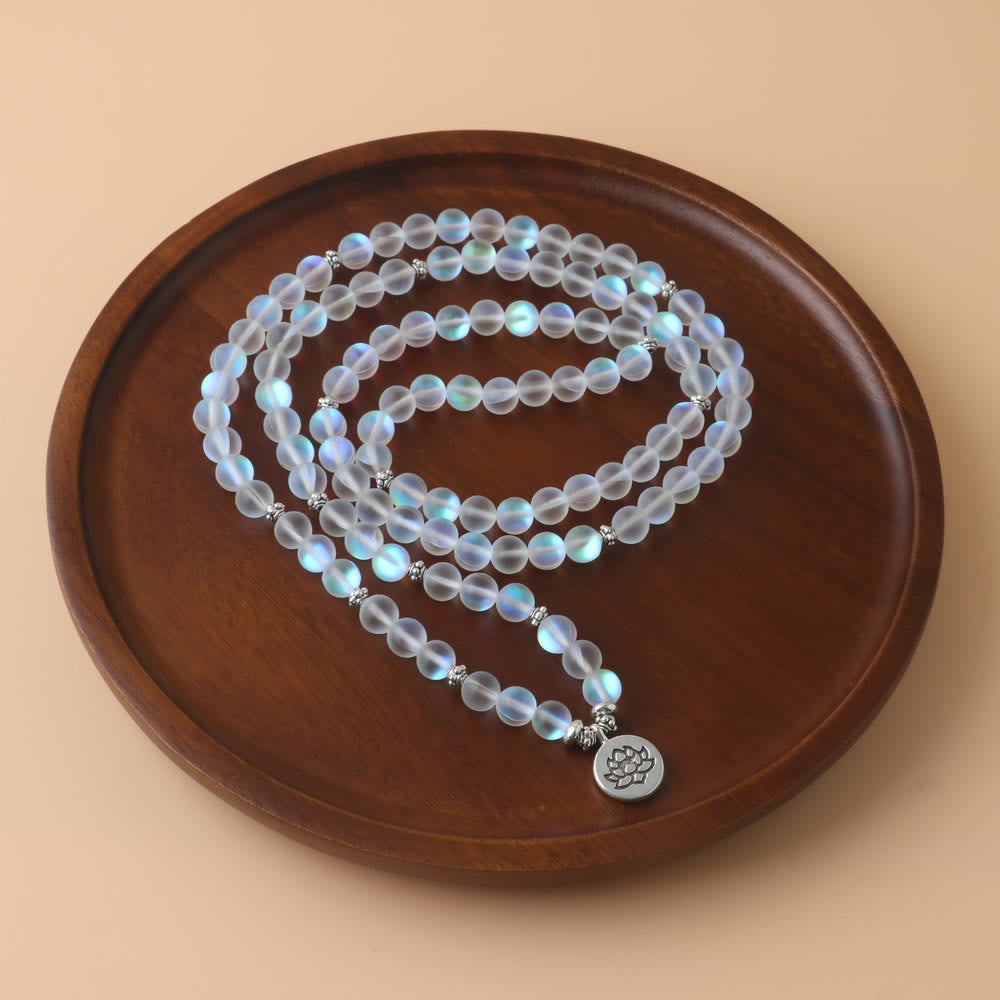 Fortune Jewel 108 Mala Beads Glitter Stone Lotus Enlightenment Bracelet