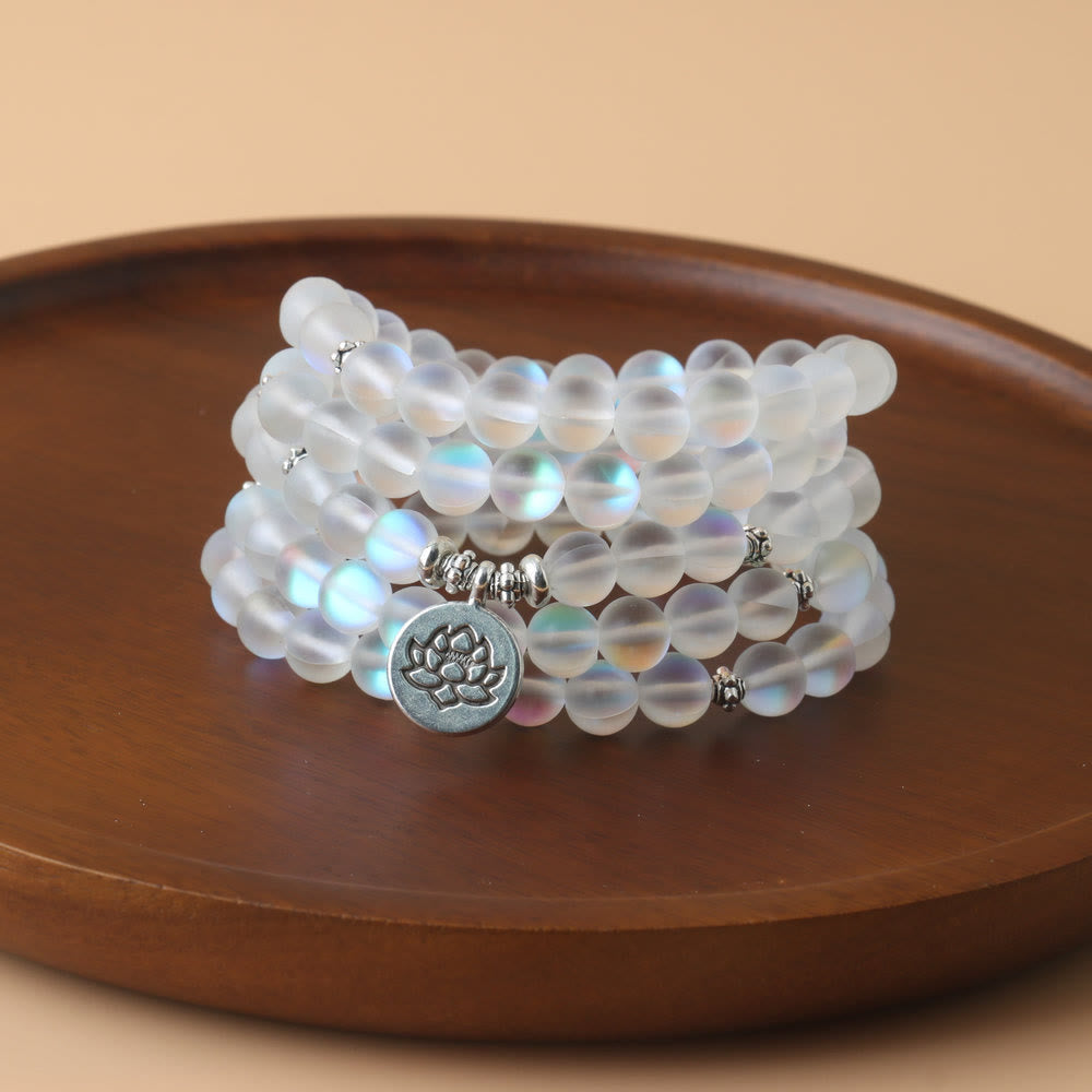 Fortune Jewel 108 Mala Beads Glitter Stone Lotus Enlightenment Bracelet