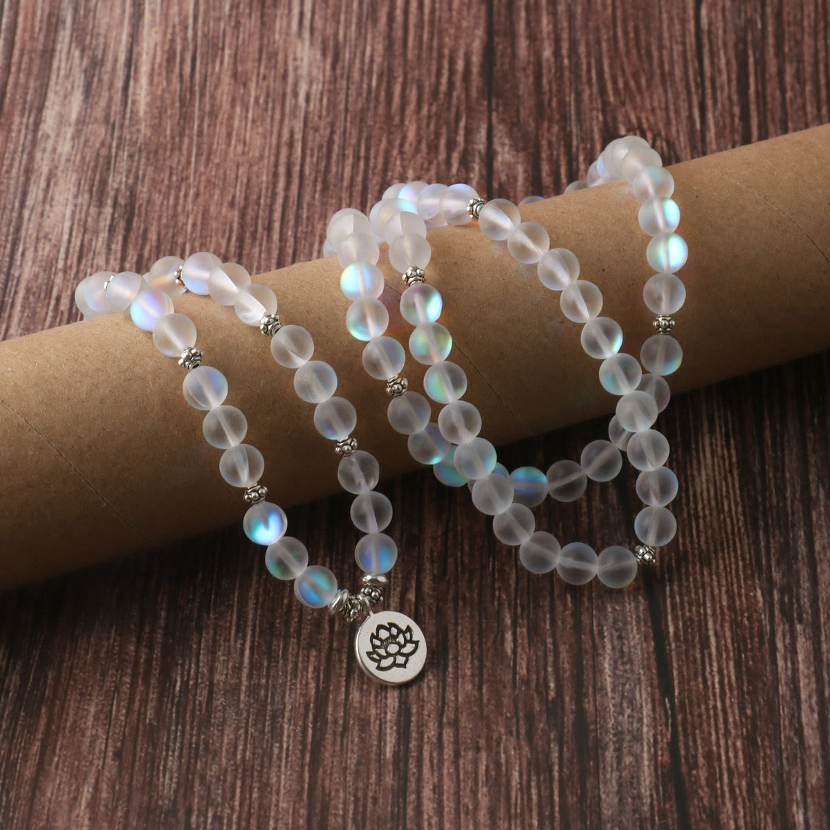 Fortune Jewel 108 Mala Beads Glitter Stone Lotus Enlightenment Bracelet
