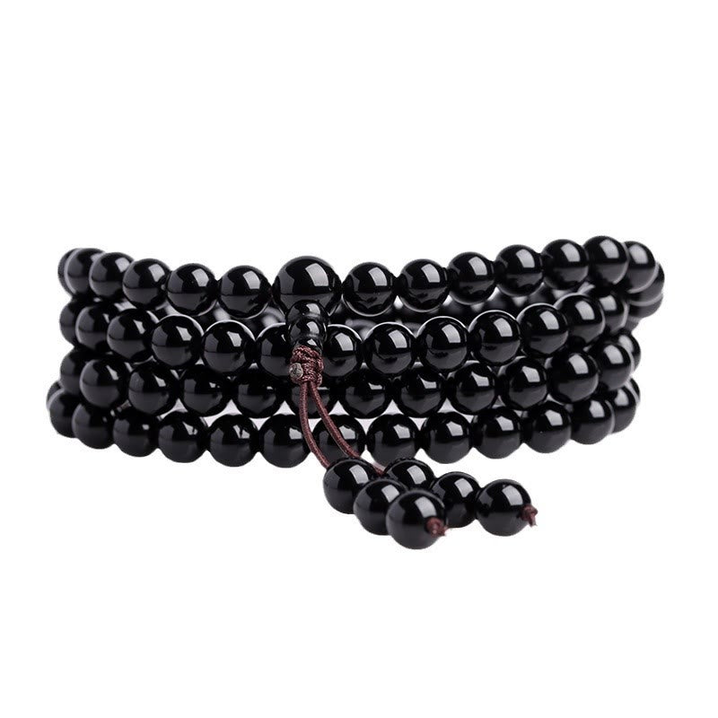 Fortune Jewel 108 Mala Beads Black Obsidian lce Obsidian Fulfilment Bracelet