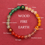 Fortune Jewel Five Elements Various Agate Crystal Green Strawberry Quartz Sun Stone Wealth Bracelet
