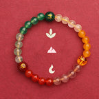 Fortune Jewel Five Elements Various Agate Crystal Green Strawberry Quartz Sun Stone Wealth Bracelet