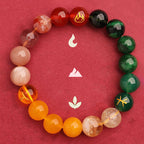 Fortune Jewel Five Elements Various Agate Crystal Green Strawberry Quartz Sun Stone Wealth Bracelet