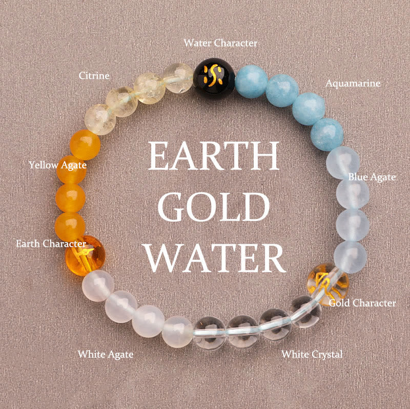 Fortune Jewel Five Elements Various Agate Crystal Green Strawberry Quartz Sun Stone Wealth Bracelet