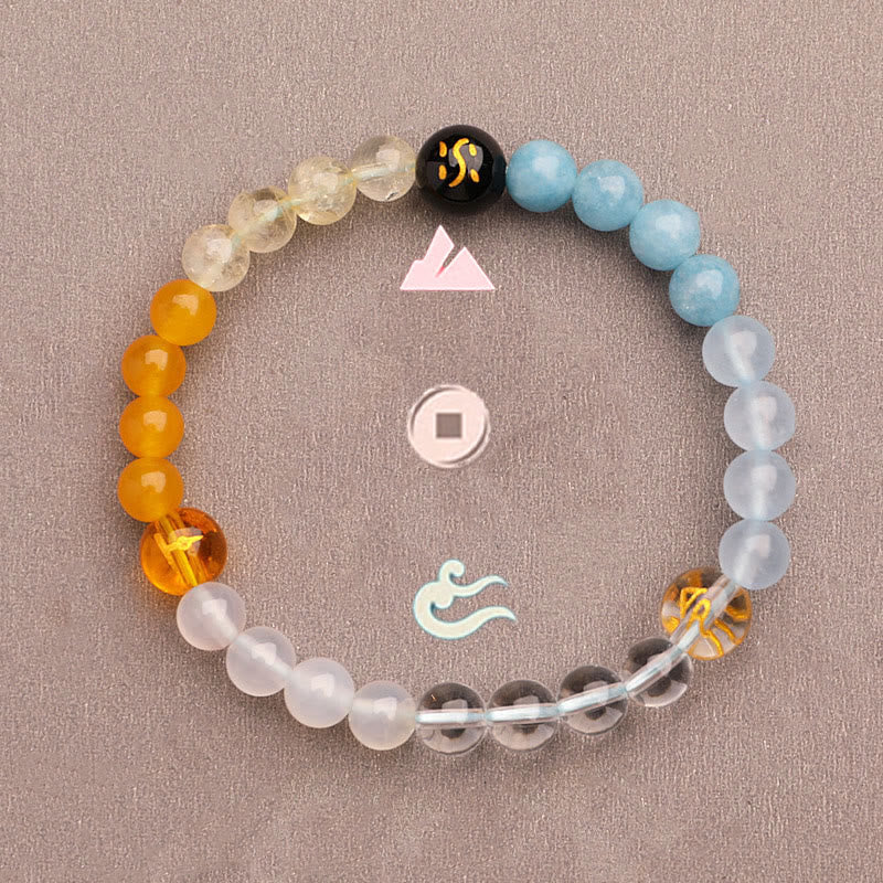 Fortune Jewel Five Elements Various Agate Crystal Green Strawberry Quartz Sun Stone Wealth Bracelet