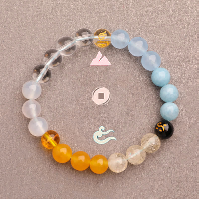 Fortune Jewel Five Elements Various Agate Crystal Green Strawberry Quartz Sun Stone Wealth Bracelet