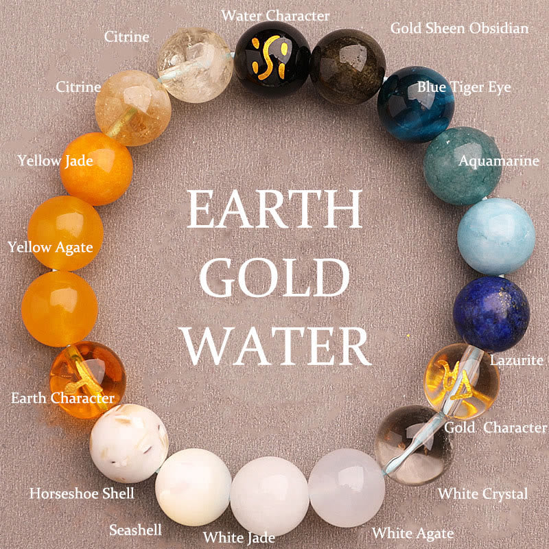 Fortune Jewel Five Elements Various Agate Crystal Green Strawberry Quartz Sun Stone Wealth Bracelet