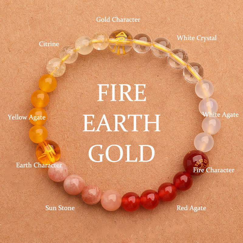 Fortune Jewel Five Elements Various Agate Crystal Green Strawberry Quartz Sun Stone Wealth Bracelet