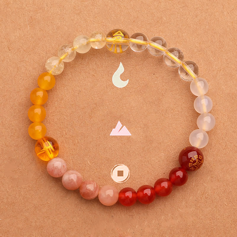 Fortune Jewel Five Elements Various Agate Crystal Green Strawberry Quartz Sun Stone Wealth Bracelet