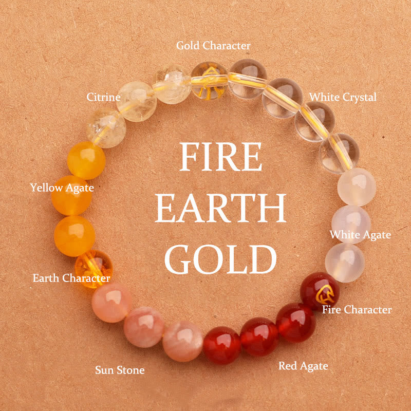 Fortune Jewel Five Elements Various Agate Crystal Green Strawberry Quartz Sun Stone Wealth Bracelet