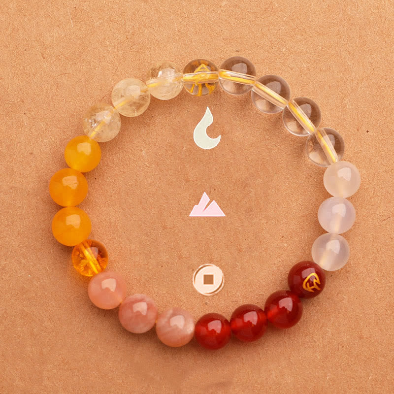 Fortune Jewel Five Elements Various Agate Crystal Green Strawberry Quartz Sun Stone Wealth Bracelet