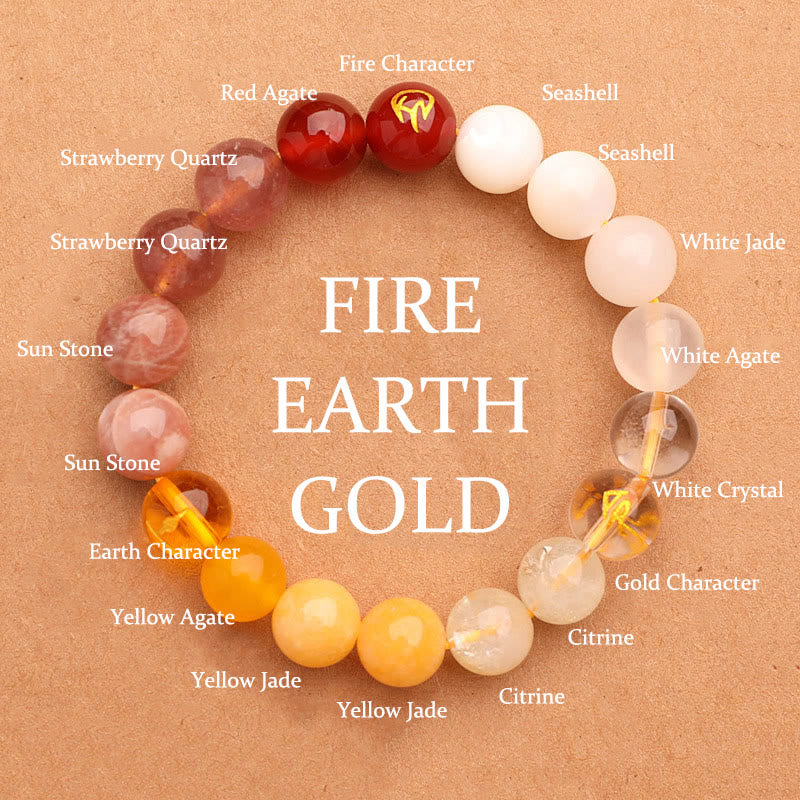 Fortune Jewel Five Elements Various Agate Crystal Green Strawberry Quartz Sun Stone Wealth Bracelet