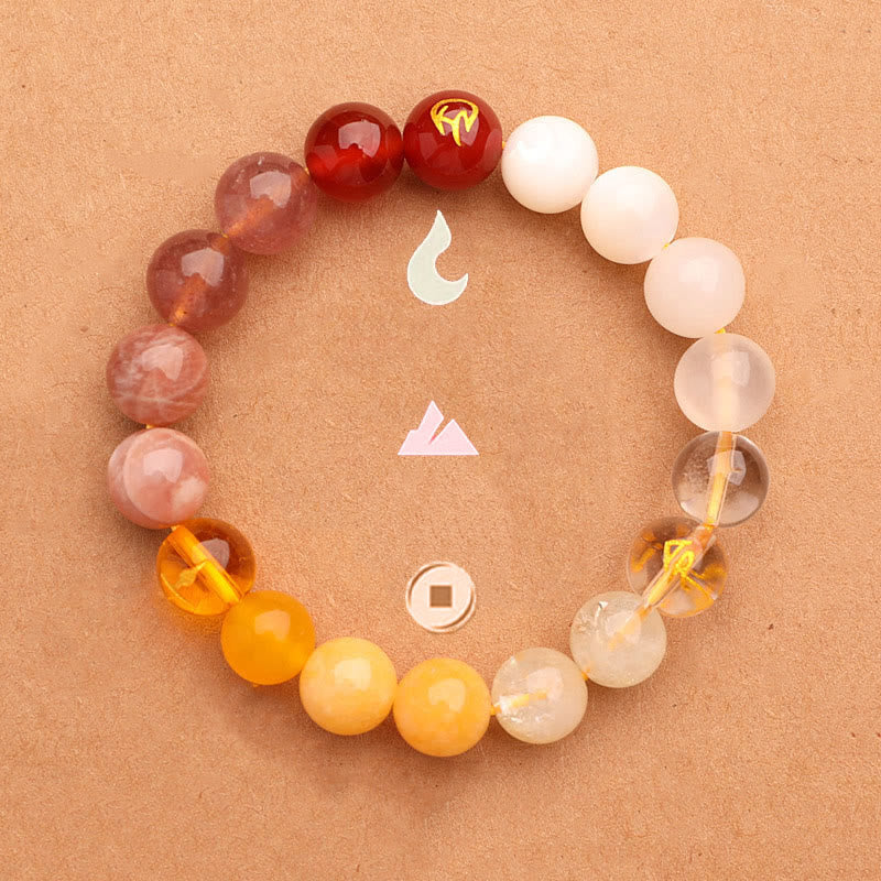 Fortune Jewel Five Elements Various Agate Crystal Green Strawberry Quartz Sun Stone Wealth Bracelet