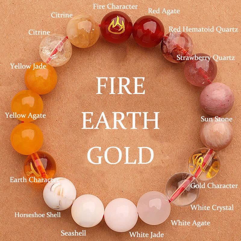 Fortune Jewel Five Elements Various Agate Crystal Green Strawberry Quartz Sun Stone Wealth Bracelet