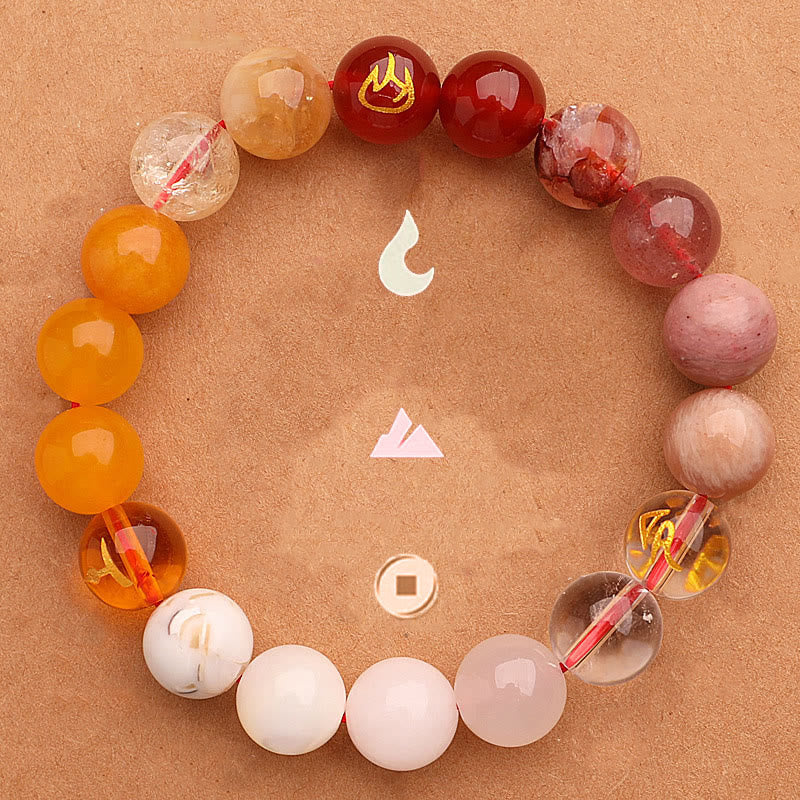 Fortune Jewel Five Elements Various Agate Crystal Green Strawberry Quartz Sun Stone Wealth Bracelet