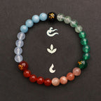 Fortune Jewel Five Elements Various Agate Crystal Green Strawberry Quartz Sun Stone Wealth Bracelet