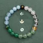 Fortune Jewel Five Elements Various Agate Crystal Green Strawberry Quartz Sun Stone Wealth Bracelet